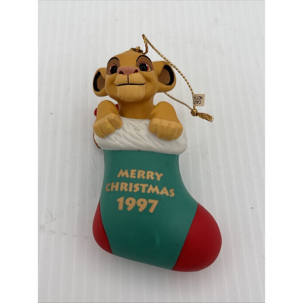 Disney Young Simba In Stocking 1997 Merry Christmas Ornament